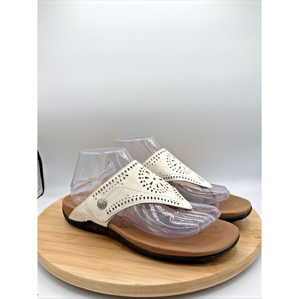 Rockport Ridge Slide Sandals Women 8 White Laser Cut Adjustable Comfort Thong